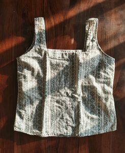 Stitched ethnic short top