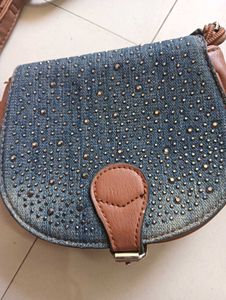 Blue and Brown sling bag