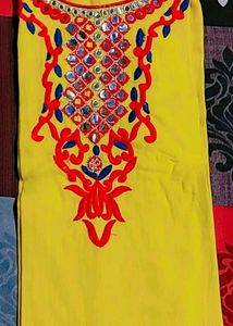 Embroidered Yellow Kurti