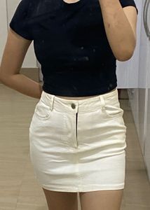 White Denim Skirt