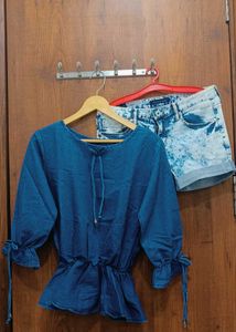 Denim Top With Shorts