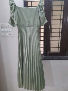Sage Green Pleated Maxi Dress