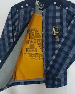 Checkered Jacket &amp; T-shirt Set