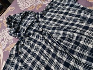 Blue &amp; White Plaid Top