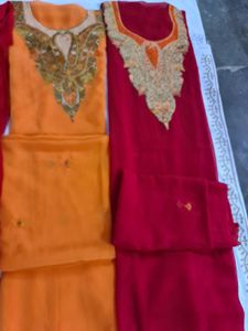 Embroidered Salwar Kameez Suit Fabric With Dupatta