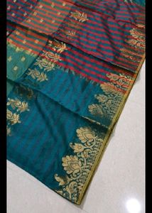 New Silk Saree With Zari Work N Running Blouse pc