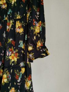 ZARA Ruffled Print Dress