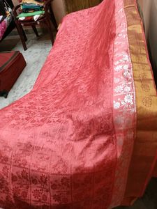 NewBeautiful SilkSaree-Coral&amp;Gold-WithExtraBlouse