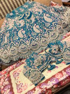 blue Embroidered Lehenga Choli Set