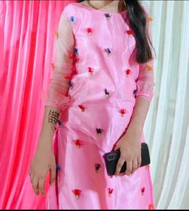 Pink Colour Net Kurti For Women