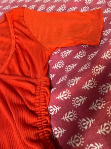 Cute Orange Wrap Top