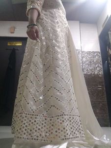 Elegant Off-White Embroidered Anarkali