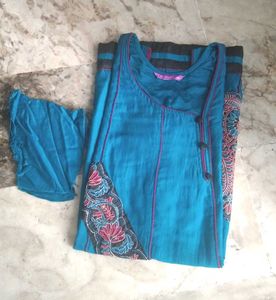 cotton silk embroidery fastive kurti