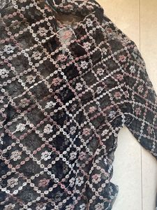 Sheer Floral Button-Down Top