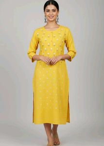 Elegant Yellow Embroidered Kurta
