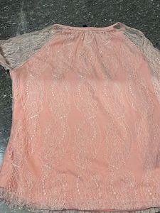 A Peach Colour Lace Top