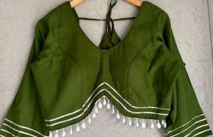 Green Blouse with White Detail || Navratri Special