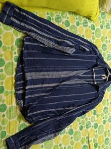 Navy Striped Wrap Top