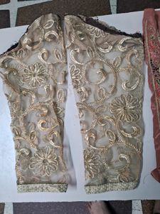 Hand Work Neck  Patches &amp; Net Sleeves