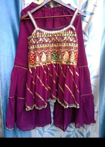 Beautiful Purple Embroidered Sharara