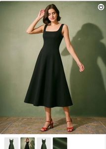 Olive Green Fit &amp; Flare Dress
