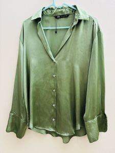 Zara Green Satin Shirt