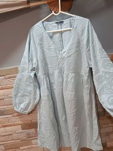 Light Blue Embroidered Mini Dress