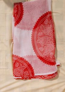 Elegant Red &amp; White Saree(New )