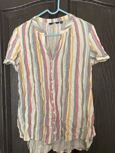 Striped Button-Down Top