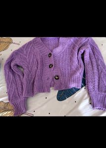 Lilac Knit Cardigan Sweater
