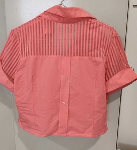 Coral Cropped Shirt