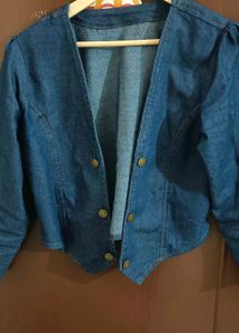 Navy Blue Denim Front Open Jacket..