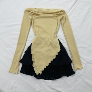 Casual Fitted Asymmetric Y2K Top