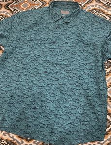 Marks &amp; Spencer Fish Printed Sea Green Shirt