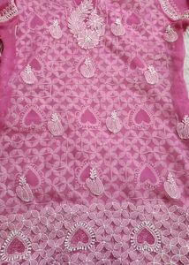 Pink Original Lukhnavi Embroidered Kurti