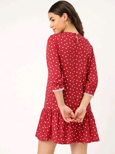 Style Quotient Red and White polka dot Dress