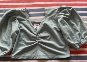 Light Green And Bluish Crop Top