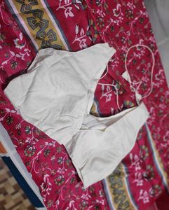 Dola silk saree with white paded blouse