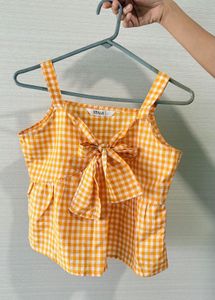 Yellow Gingham Bow Tank
