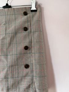 Plaid Button Detail Mini Skirt