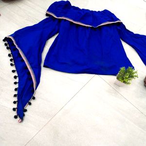 Beautiful Royal Blue Off Shoulder Cotton Top ...