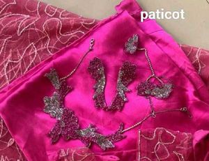 Pink Embroidered Saree &amp; Blouse Set