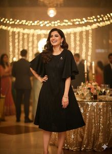 Black Ruffle Sleeve Dress