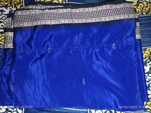 Blue Crape Saree For Sale