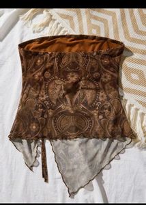 Newme Y2K Brown Paisley Tube Top