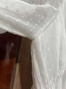 Full Length Full Sleeves White Dress L Size