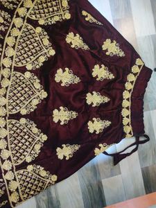 Brand New Maroon Velvet Lehenga Skirt Upto 8-⁹ Yrs