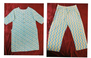 Summer Kurta Pant Set Woman Girls XXl Cotton Blue