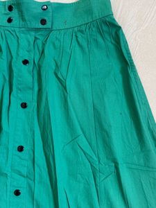 Green Button-Down Midi Skirt
