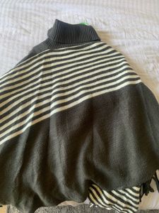 Grey White Poncho